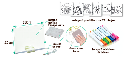 Pizarra con luz LED 20x30